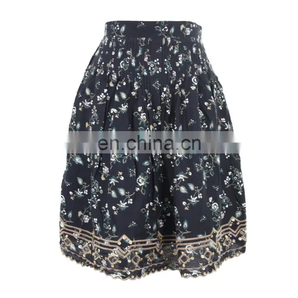 Floral Print Cotton Embroidery Pleated Skirt Old Women Skirt Guangzhou Clothing photo-5