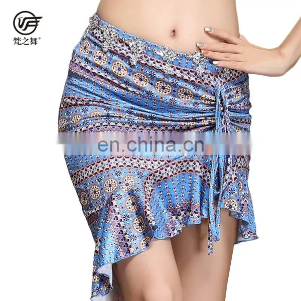 Q-6061 Egyptian Milk Silk Flower Printing Short Belly Dance Skirt
