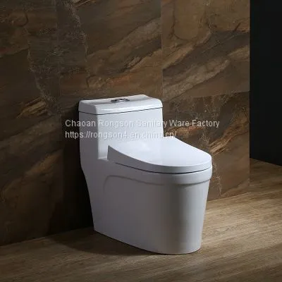 One Piece America Style Bathroom Sanitary Ware Ceramic Wc Toilet With Slow Down Seat Cover photo-3