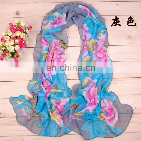Wholesale New Design Fashion Printing Flora Chiffon Scarf photo-5
