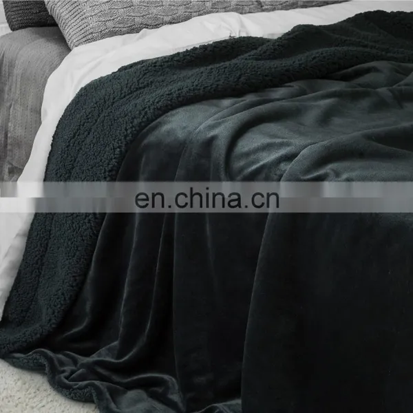 Wholesale Plush Thick 100% Microfiber King Size Sherpa Blanket photo-2