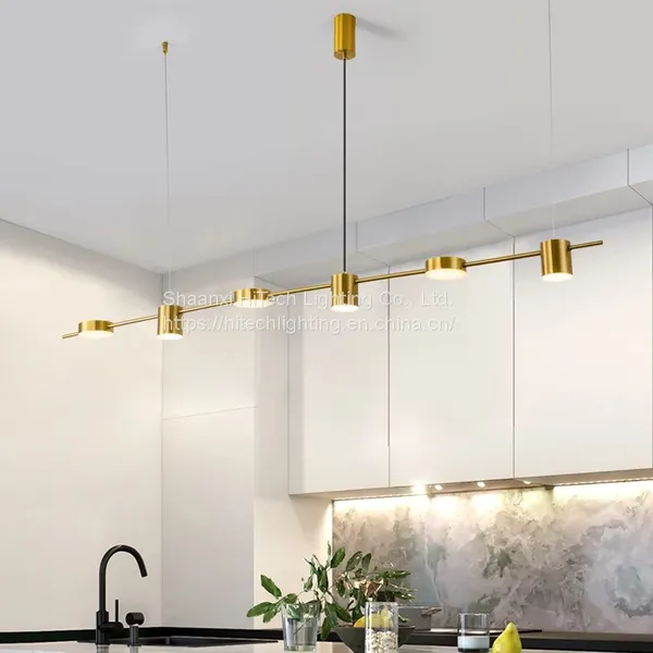 Gold or Black Simple LED Chandelier Modern Kitchen Island Long Hanging Light Dining Bar Office Coffee Restaurant Pendant Lamp photo-5
