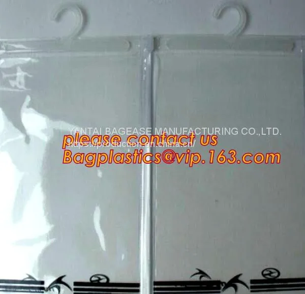 Biodegradable Compostable Pac Hanger Garment Underwear Clothes Package Hanging Hook Plastic Bag With Self-Adhesive Seal