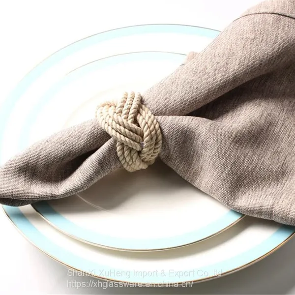 Cotton Rope Knot Napkin Ring Handmade European Style Hemp Napkin Holders Dinner Table Decoration Crafts Wedding Party Supplies photo-2