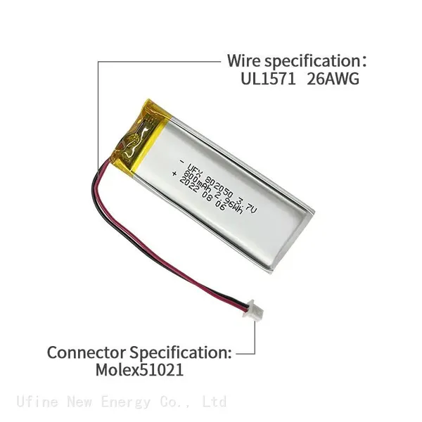 China Li-ion Cell Manufacturer Supply Cleansing Instrument Battery UFX 802050 800mAh 3.7V Li-po Battery photo-4
