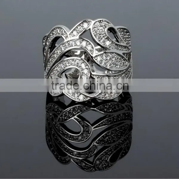 Latest Design Party Dress Cubic Zirconia Chunky Big Size Women Gold Wedding Ring photo-6