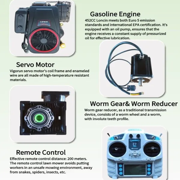 Gasoline Engine Electric Battery Cutting Width 800mm Remotely Controlled Weed Cutter photo-4