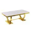 Luxury Marble Coffee Table With Polished Gold Stainless Steel Base photo-4