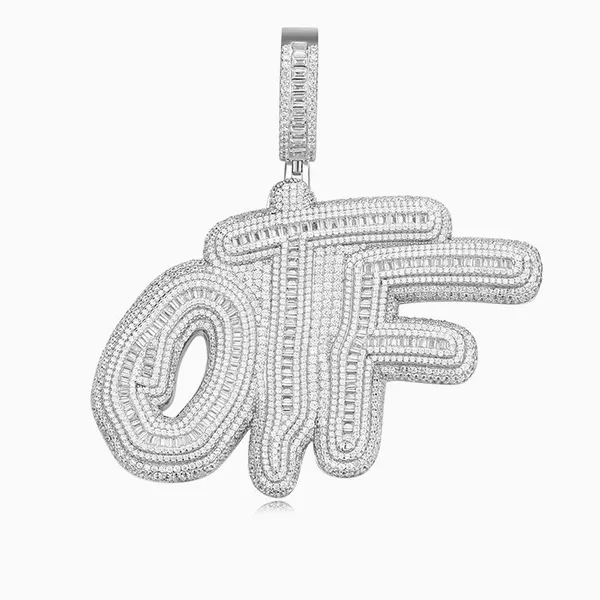 Shining Star Jewelry Micro Pave 5A Cubic Zirconia Letter OTF Pendant Necklace photo-4