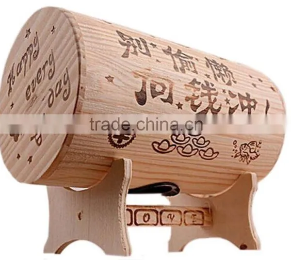 Christmas Children's Barrel Bank Wooden Coin Saving Box photo-4