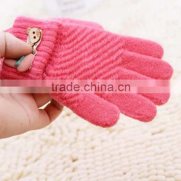 Children Warm Cartoon Knitted Gloves, Full Finger Lovely Gloves photo-2
