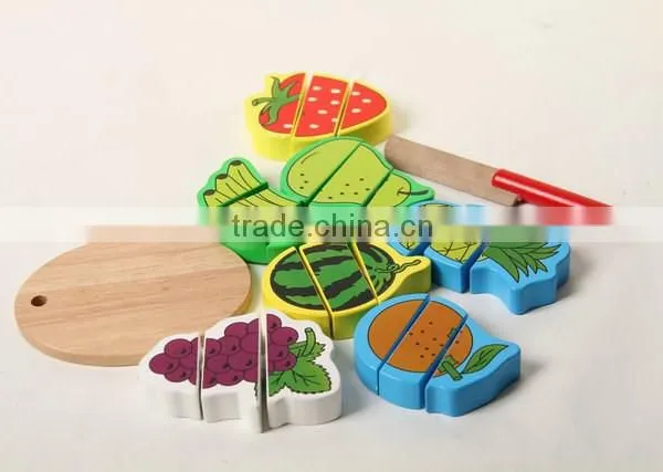 Kids Wooden Top Fruit Cutting Toy Wooden Block Toys