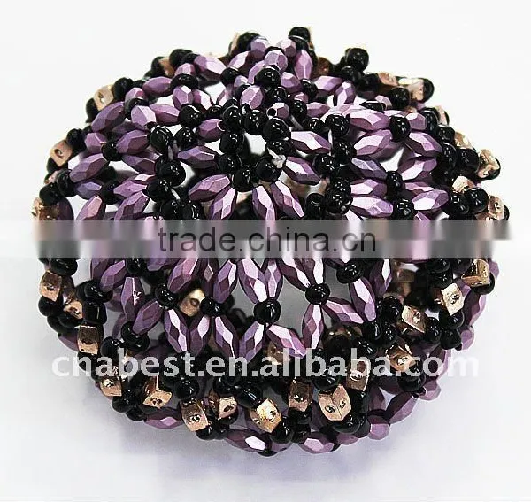 Fashion Scrunchies With Black and Purple Beads,hairband
