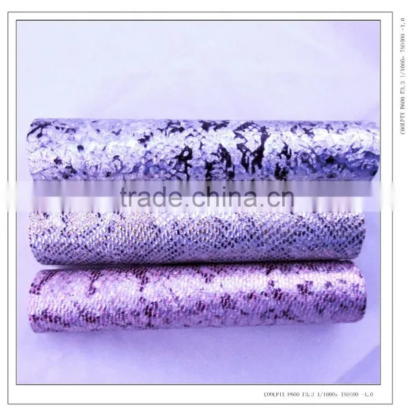 2015 Hot Sell Fashion Snake Pattern Glitter Fabric pu Leather photo-4