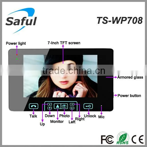 Saful Distinctive Product Battery Operated 2.4ghz Digital Wireless Intercom 7 Inch Color Video Door Phone photo-2