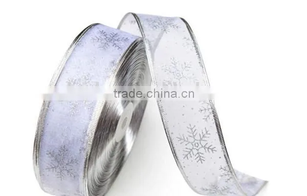 Wired Organza Ribbon/ Silver Organza Ribbon/silver Metallic Ribbon Wholesale photo-2