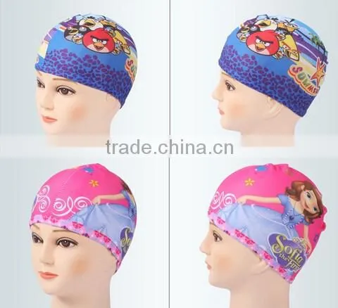 2016 New Design High Quality Cute Cartoon Printing Children Waterproof Swimming Hat photo-2