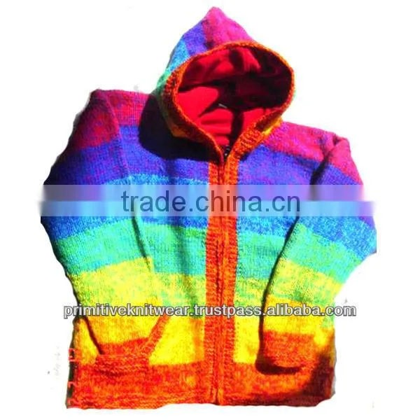 Hand Knitted Woolen Sweater With Hooded