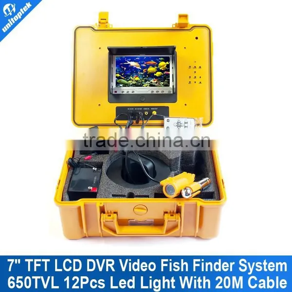 CCTV Underwater Camera 20M Cable Built-in DVR Recorder Support 16GB Card Fish Finder Camera 12Pcs White LED With One Stick