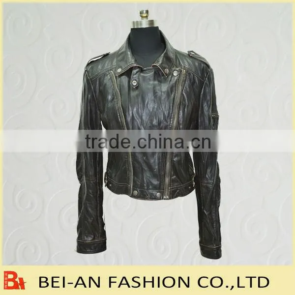 Womens pu Jacket With Garment Washed