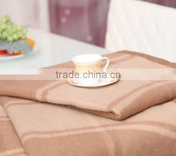 Soft and Beautiful Plaid Camel Wool Blanket