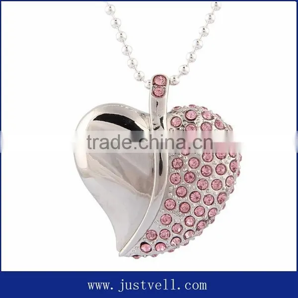 Crystal USB Flash Drive Usb Necklace Design Heart Shape Usb photo-2