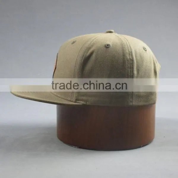 Custom High Quality 6- Panel 100% Cotton Snapback Hat With PU Badge photo-3