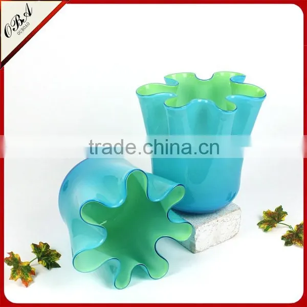 Hand-blown Modern Style Cheap Chinese Cabbage Glass Vase / Eco-friendly Home Decor Big Glass Flower Vase photo-4