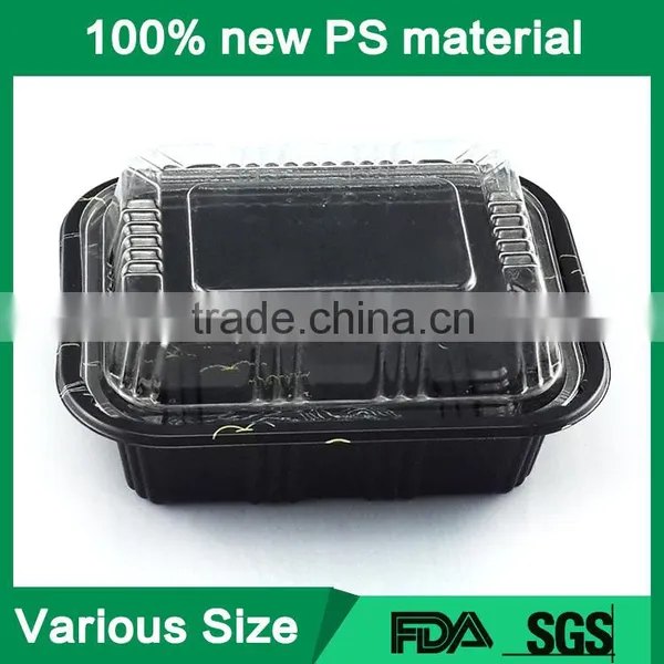 Food Grade Plastic Disposable Black With Lid Container for Take Out Sushi Tray