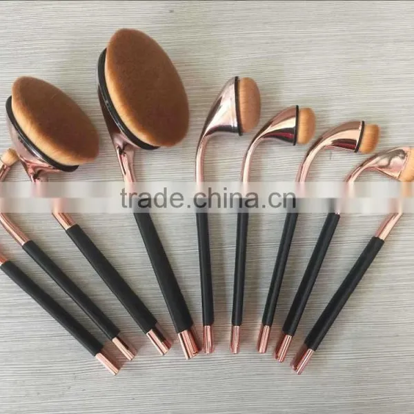 Silver / Gold New Arrival Hot Sale 9pcs Golf Brushes Oval Makeup Brush photo-6
