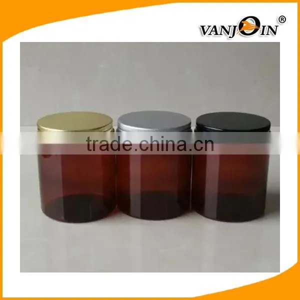 PET Jar 50g 100g 150g 250g Amber Plastic Jar With Metal Lid for Sale photo-3