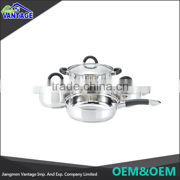 Wholesale Silicone Handle and Knob Exterior and Interior in Satin Polished Stainless Steel Cook Pan photo-6