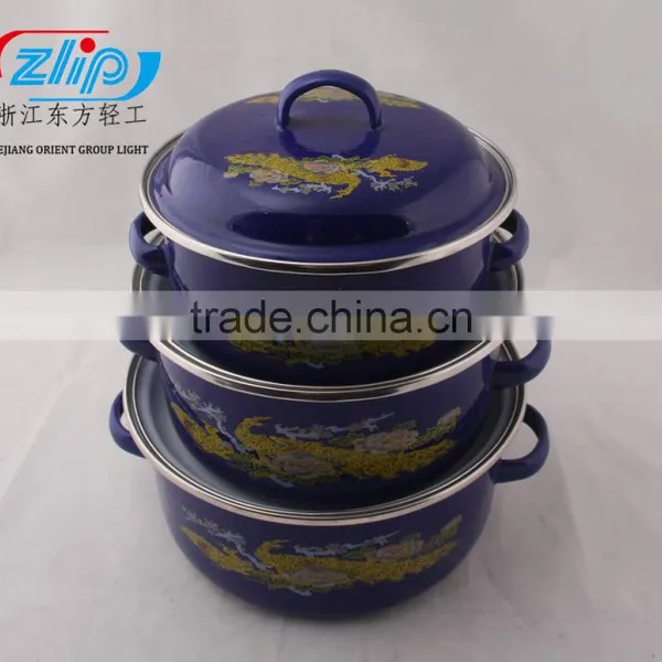 16-20CM 3 Pcs Casserole Straight Shape W/Metal Cover Dark Color Decor photo-2