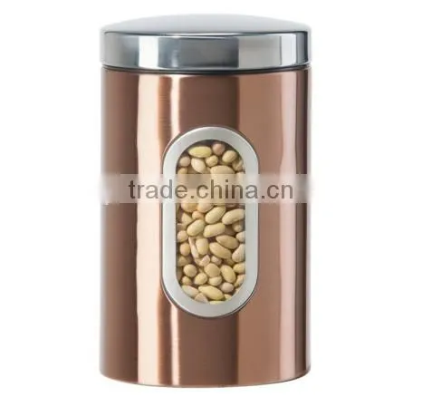 Golden Kitchen Storage Containers Stainless Canister With Window photo-2