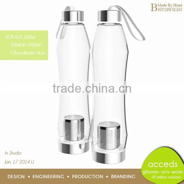 Heat-Resistant Cheap Handmade Promotion Glass Bottle With Tea Infuser photo-2