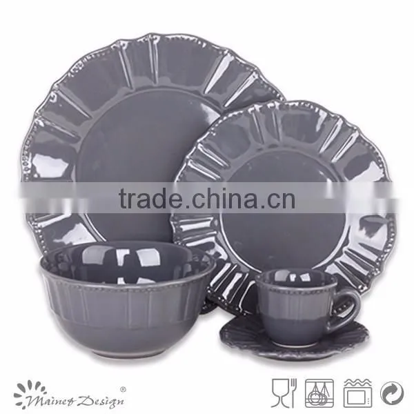 Embossed Solid Color Cheap Dinnerware Set photo-6