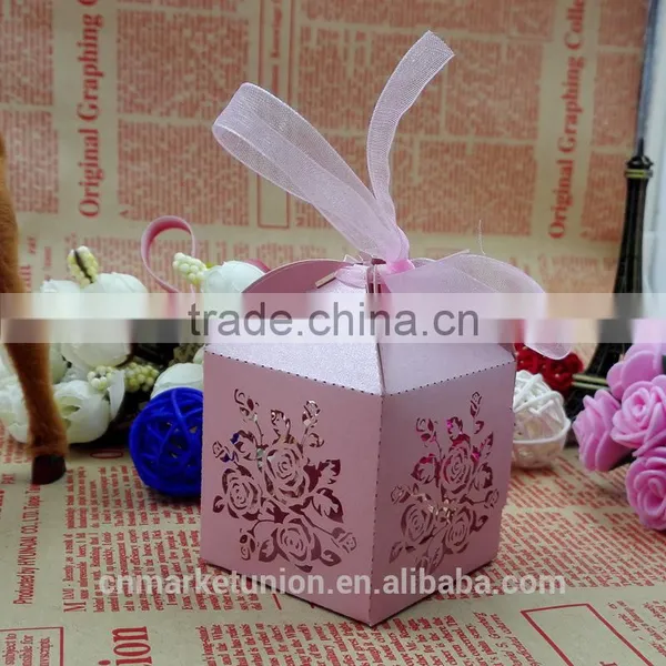 Laser Cut Customized Foldable Sweet Wedding Candy Box Romantic Paper Wedding Box photo-3