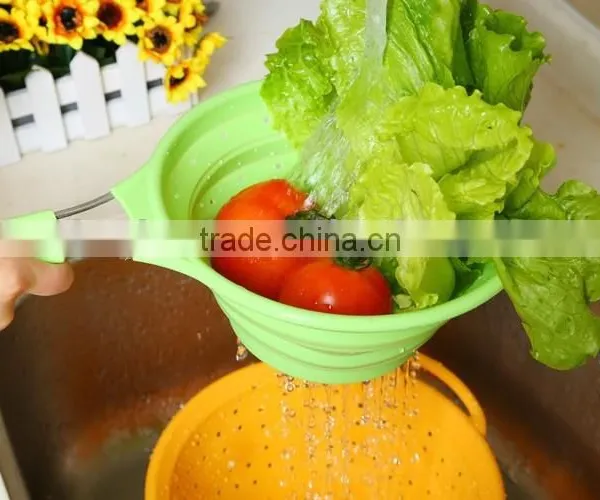 Food Grade Material Foldable Silicone Washing Up Bowl,Silicone Strainer photo-2