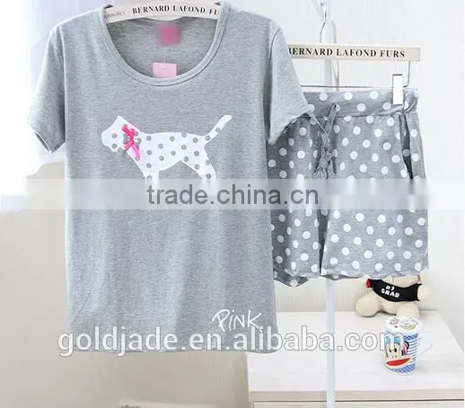 2015 New Homewear for Summer Blank Couple Sleepwear Sets Homewear,embroidery Shorts Sleepwear Homewear Sets for Women or Men photo-5