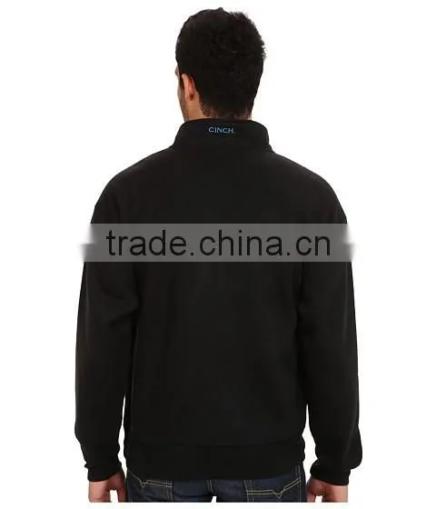 Cotton Cheap Men Custom Black Zip Pullover Sweatshirt photo-4