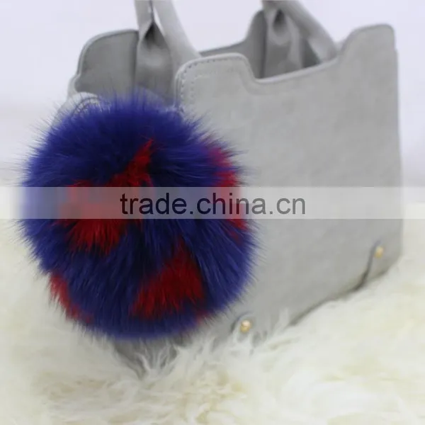 Myfur New Arrived Spot Fox Fur Ball Keyring Bag Charm Pom Pom Keychain photo-6