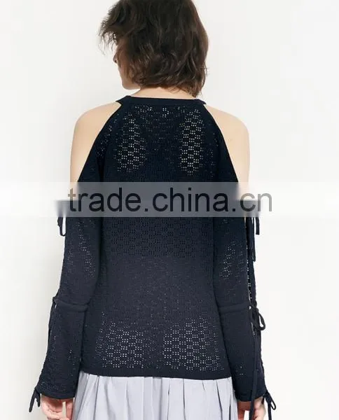 Woman New Stylish Long Hollow Out Sleeve Design High Quality Custom Sweaters for Autumn photo-4