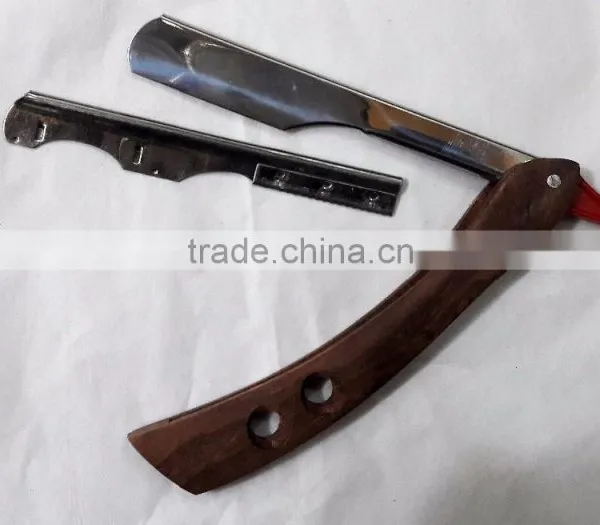 CUT THROAT SHAVETTE STRAIGHT SHAVING RAZOR WOODEN HANDLE photo-2