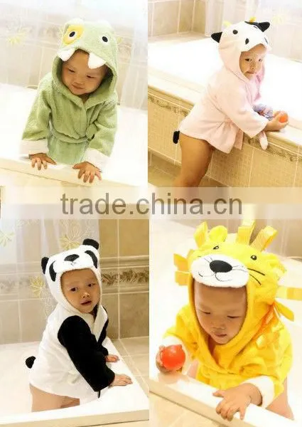 Baby's Cartoon Animal Style Bathrobe Boys/girls Towel Cotton Clothing Child Long Sleeve Bath Baby Cloak Towel