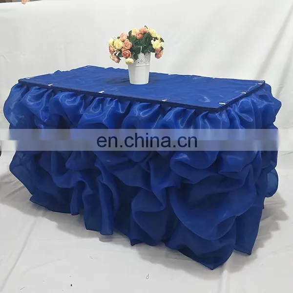 Fancy Organza Ruffled Table Skirting for Wedding photo-4