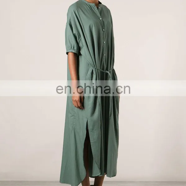 CHEFON Shirt Maxi Dress With Sleeves photo-2