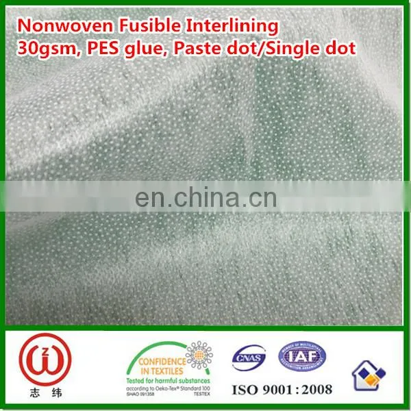 30gsm Paste Dot Single Dot Pes Glue Non Woven Fusible Interlining