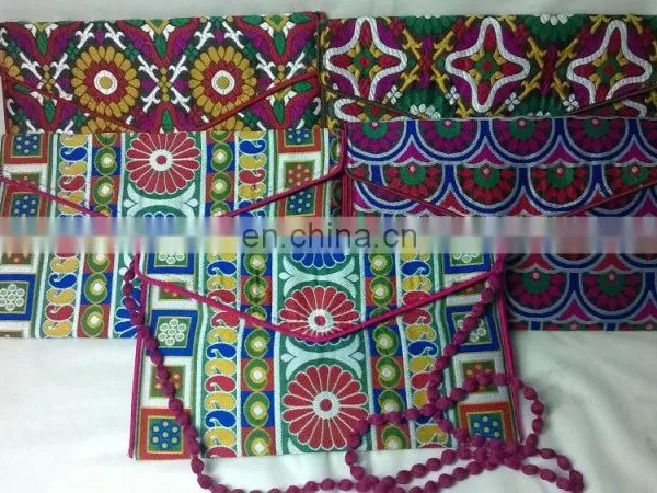 Hot Sale Fancy Beaded Mirror Women's Girl's Embroidery Work Hand Made Vogue Indian Clutch Bag photo-3