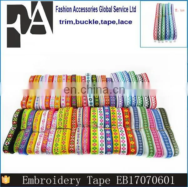High Quality Wholesale 1cm Colourful Woven Jacquard Ribbon /Embroidery Ribbon