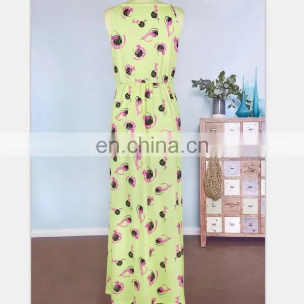 2019 Mommy and me Clothing Knit Cotton Little Girls Green Floral Printed Baby Summer Dresses photo-4